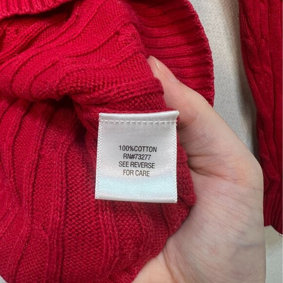 Croft & Barrow Womens V-Neck Sweater Medium Red Cable Knit Cozy Casual Pullover - Picture 4 of 13